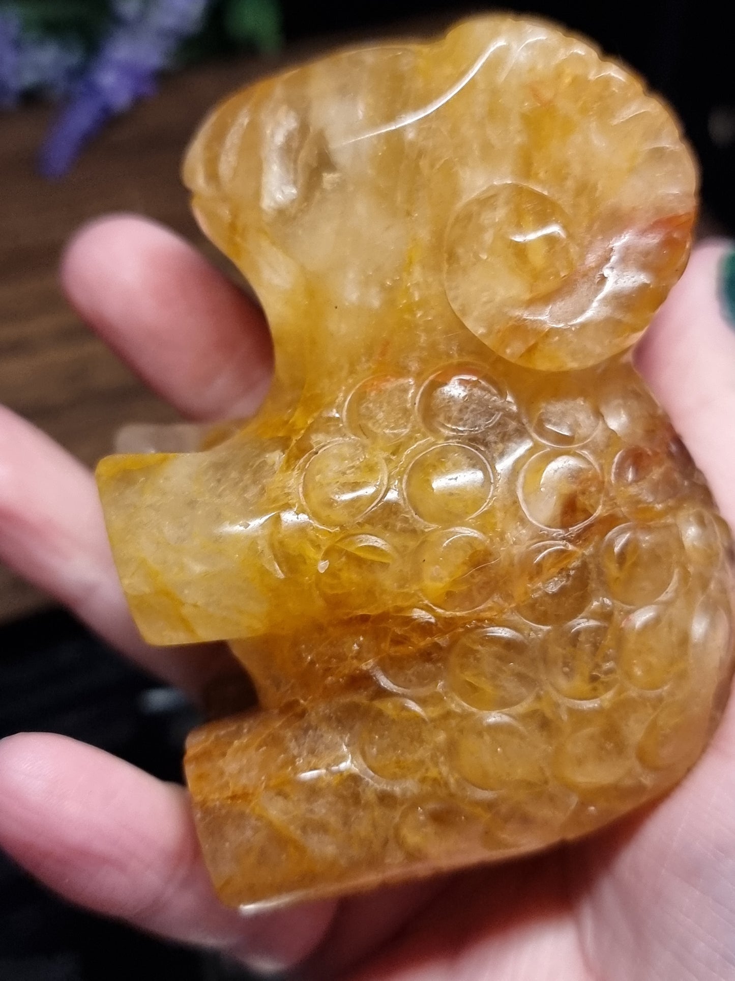 Golden healer sheep carving