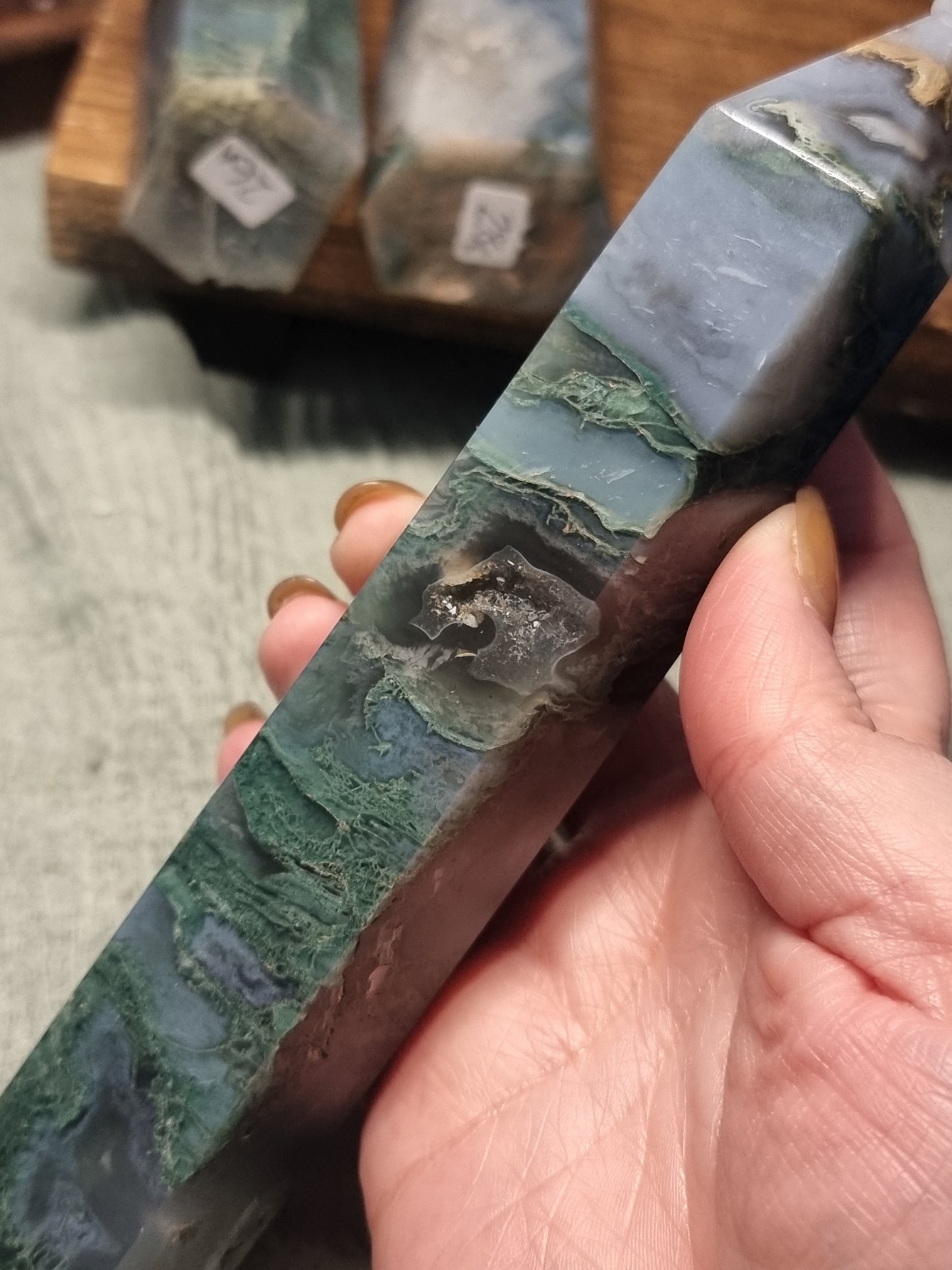 Moss agate towers