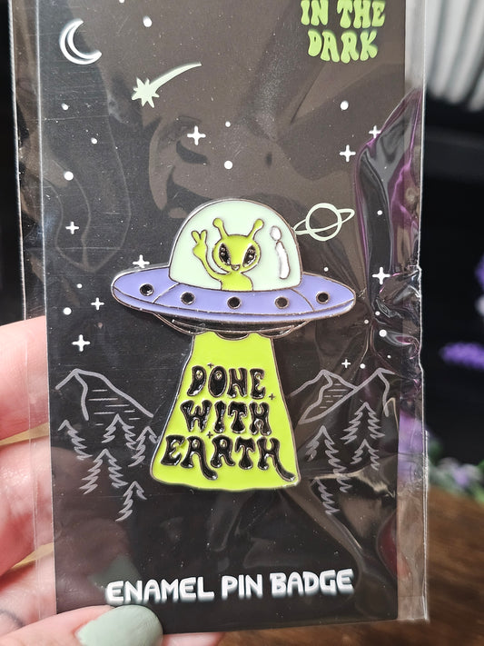 Done with Earth enamel pin badge