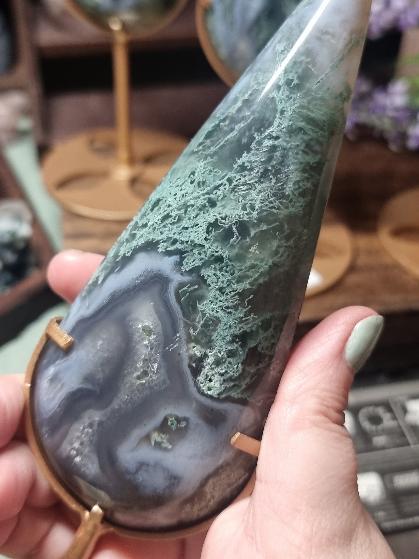 Moss agate teardrops