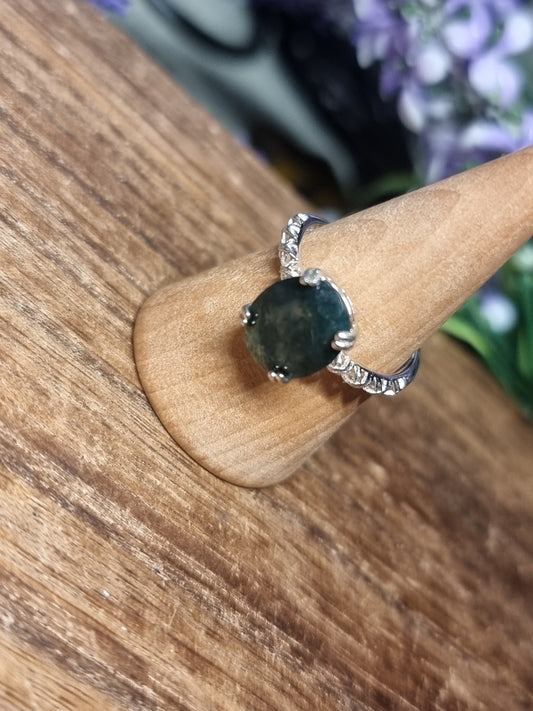 Moss agate S925 adjustable rings