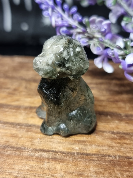 Green rutile quartz dog