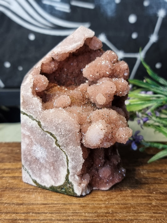 Pink amethyst druzy tower