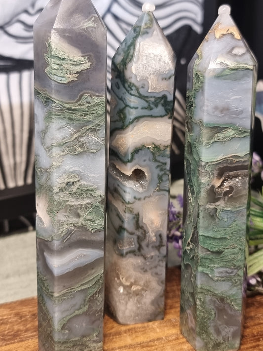 Moss agate towers