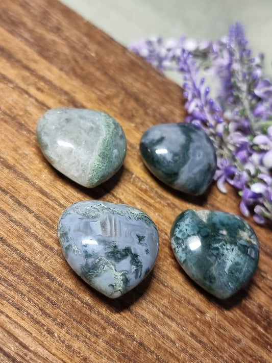 Moss agate hearts