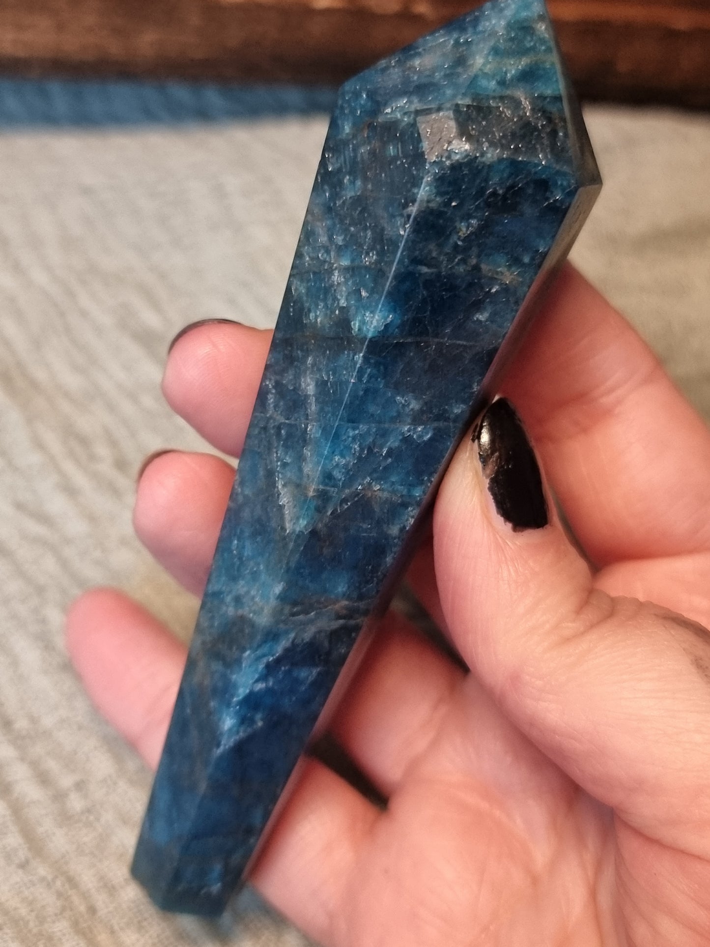 Blue apatite wands