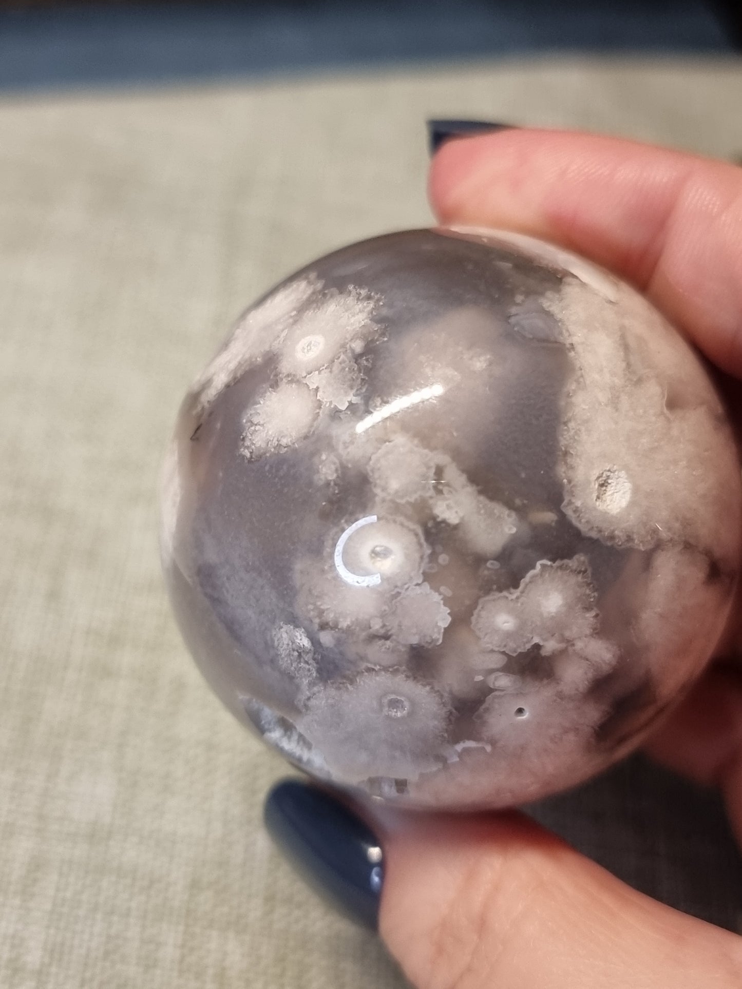 Green flower agate spheres