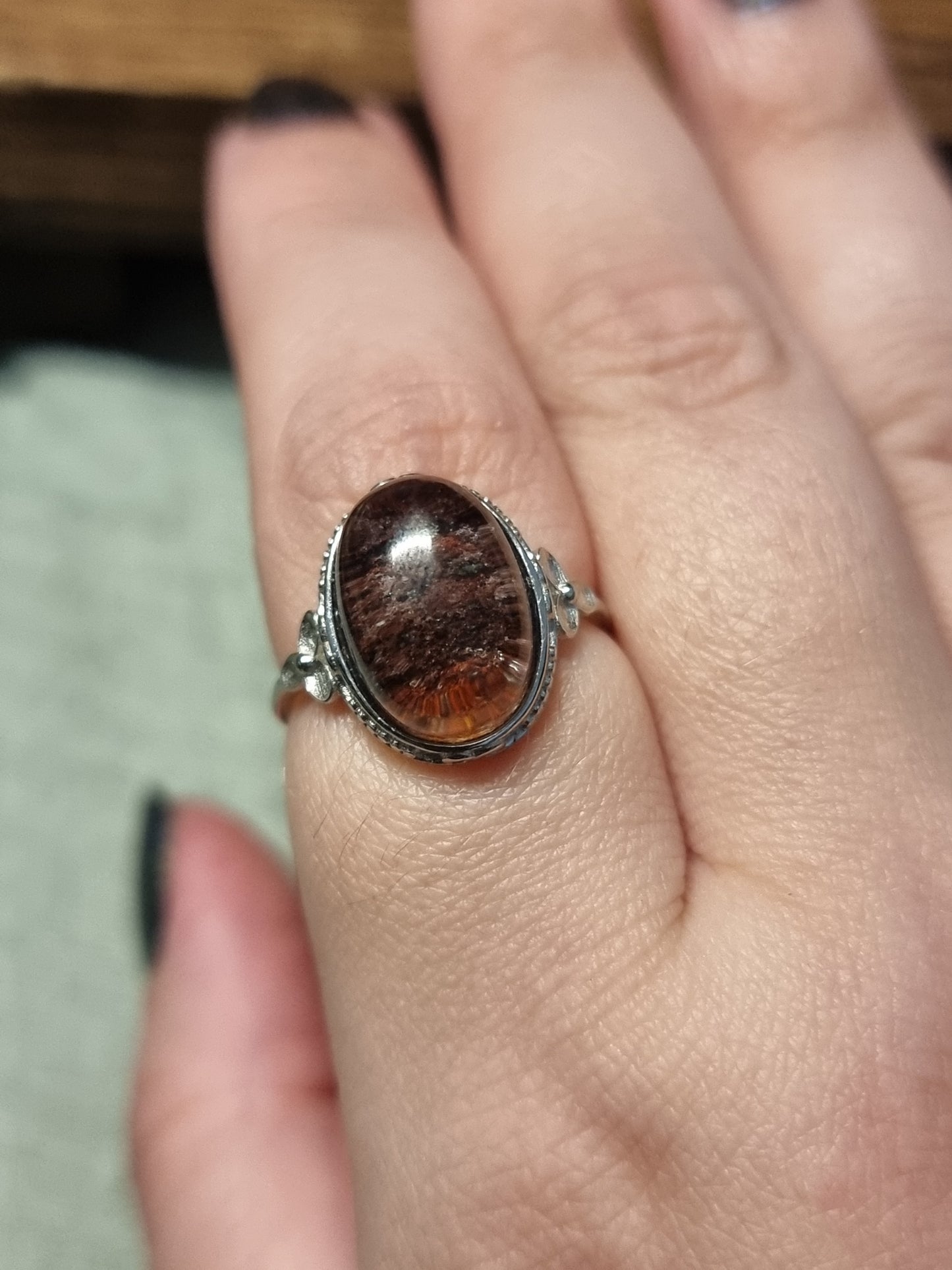 Garden quartz S925 adjustable rings