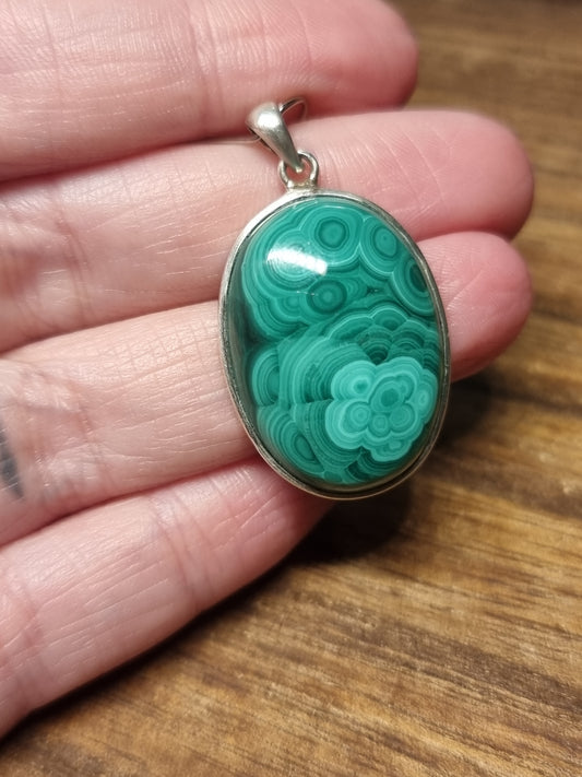S925 malachite pendant A