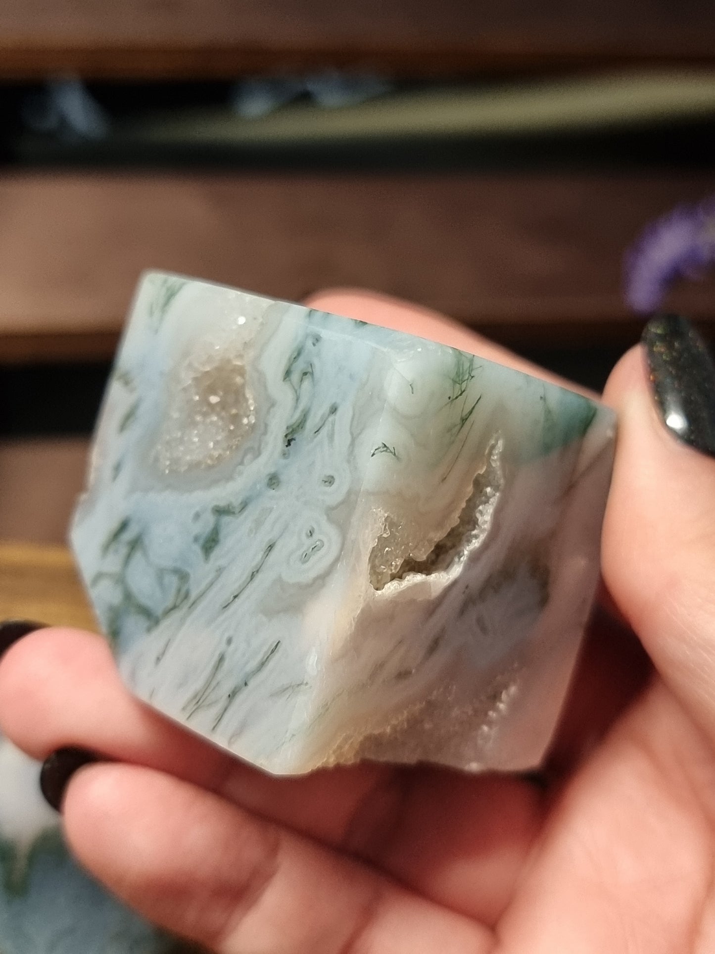 Moss agate cubes