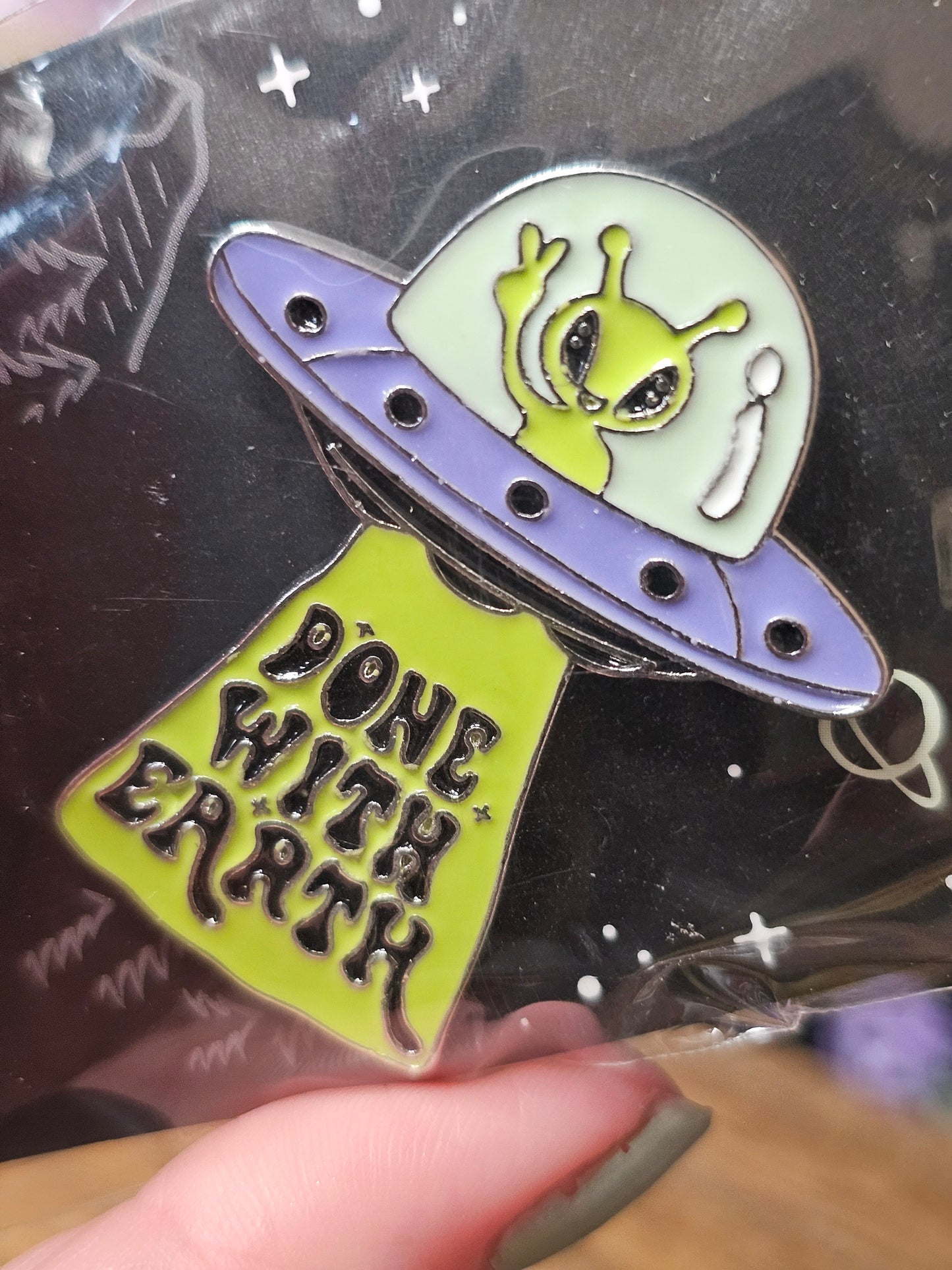 Done with Earth enamel pin badge