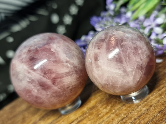 Lavender rose quartz spheres
