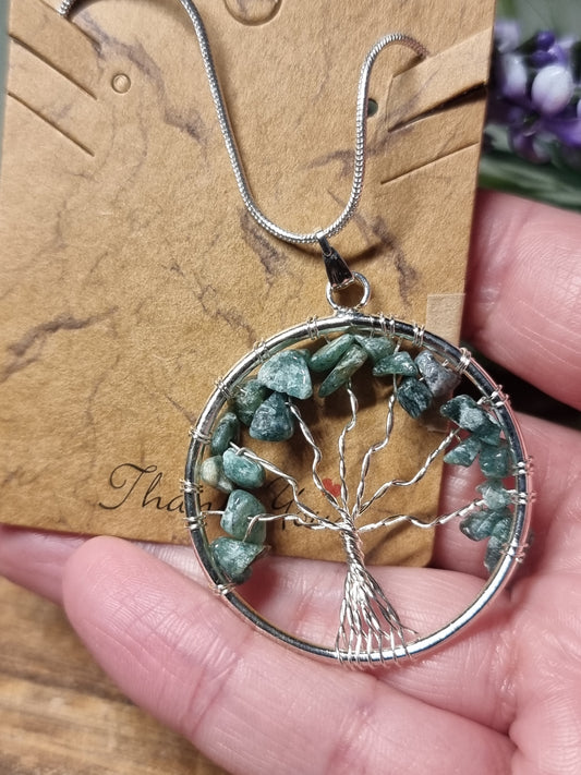 Green aventurine tree of life necklaces