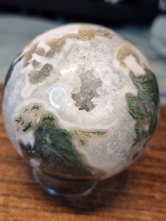 Moss agate sphere