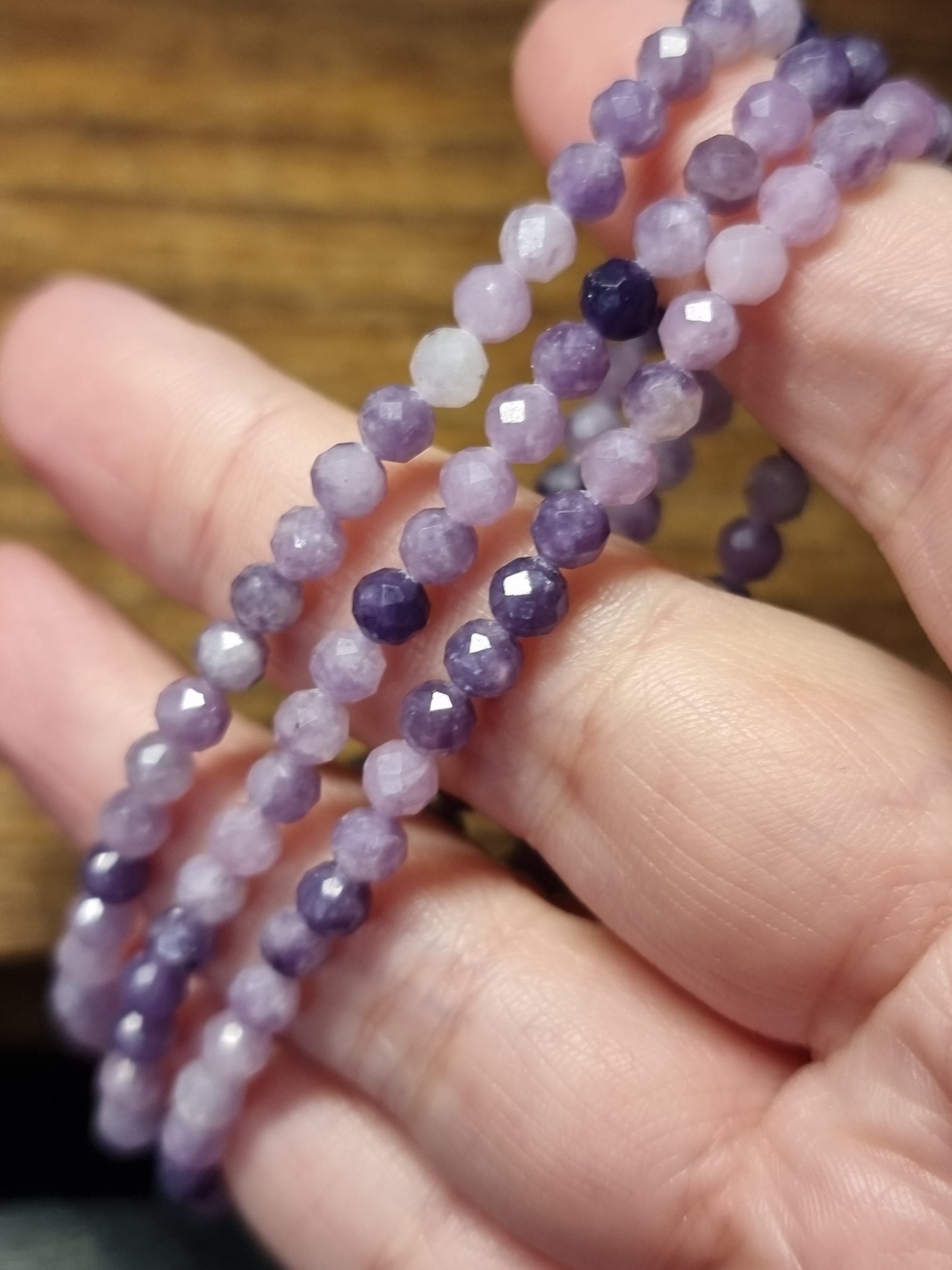 4mm faceted lepidolite bracelets