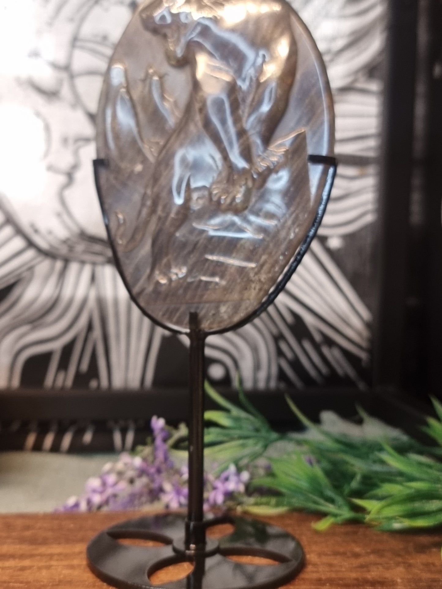 Labradorite panther carving