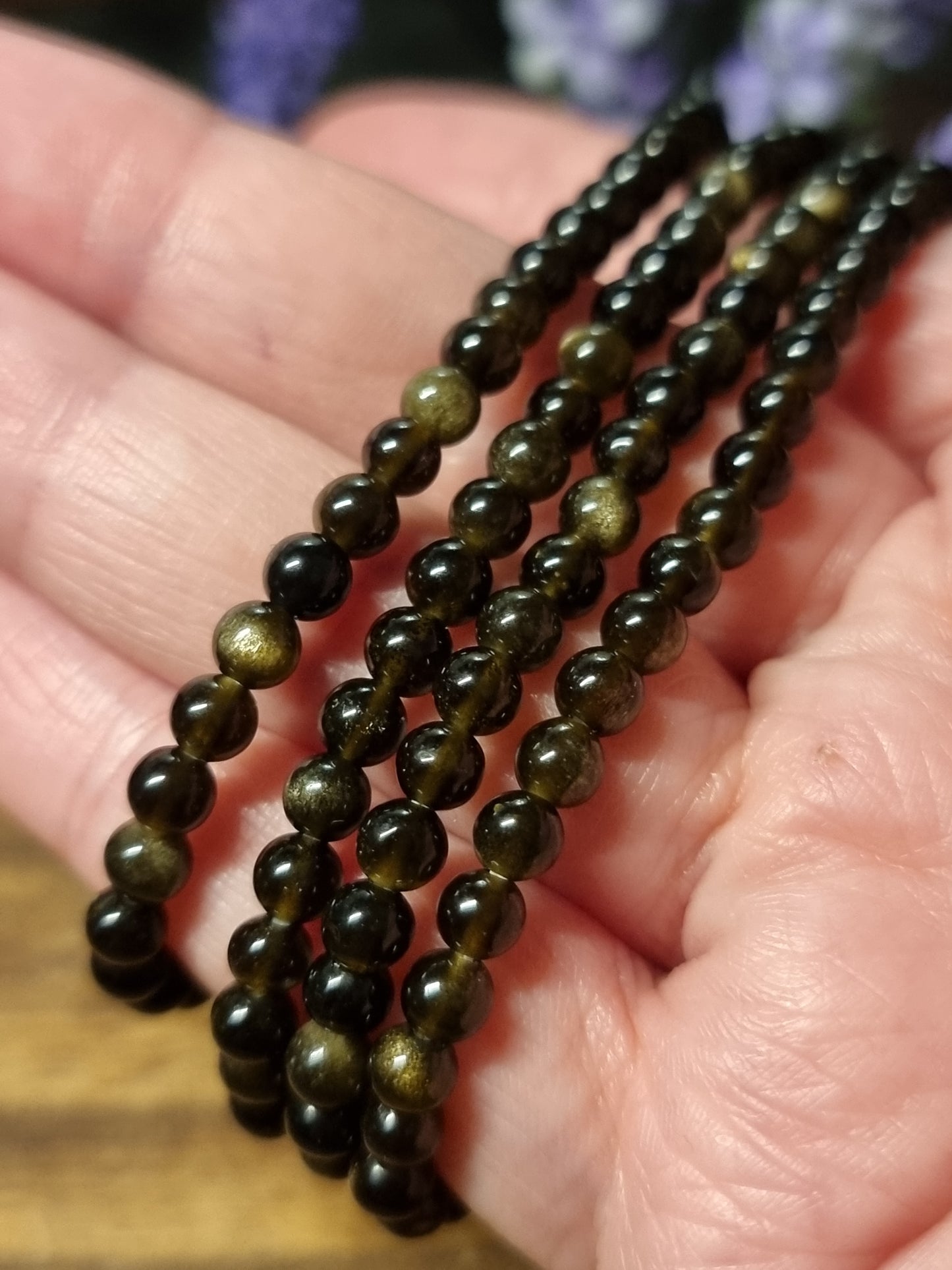 4mm gold obsidian bracelets