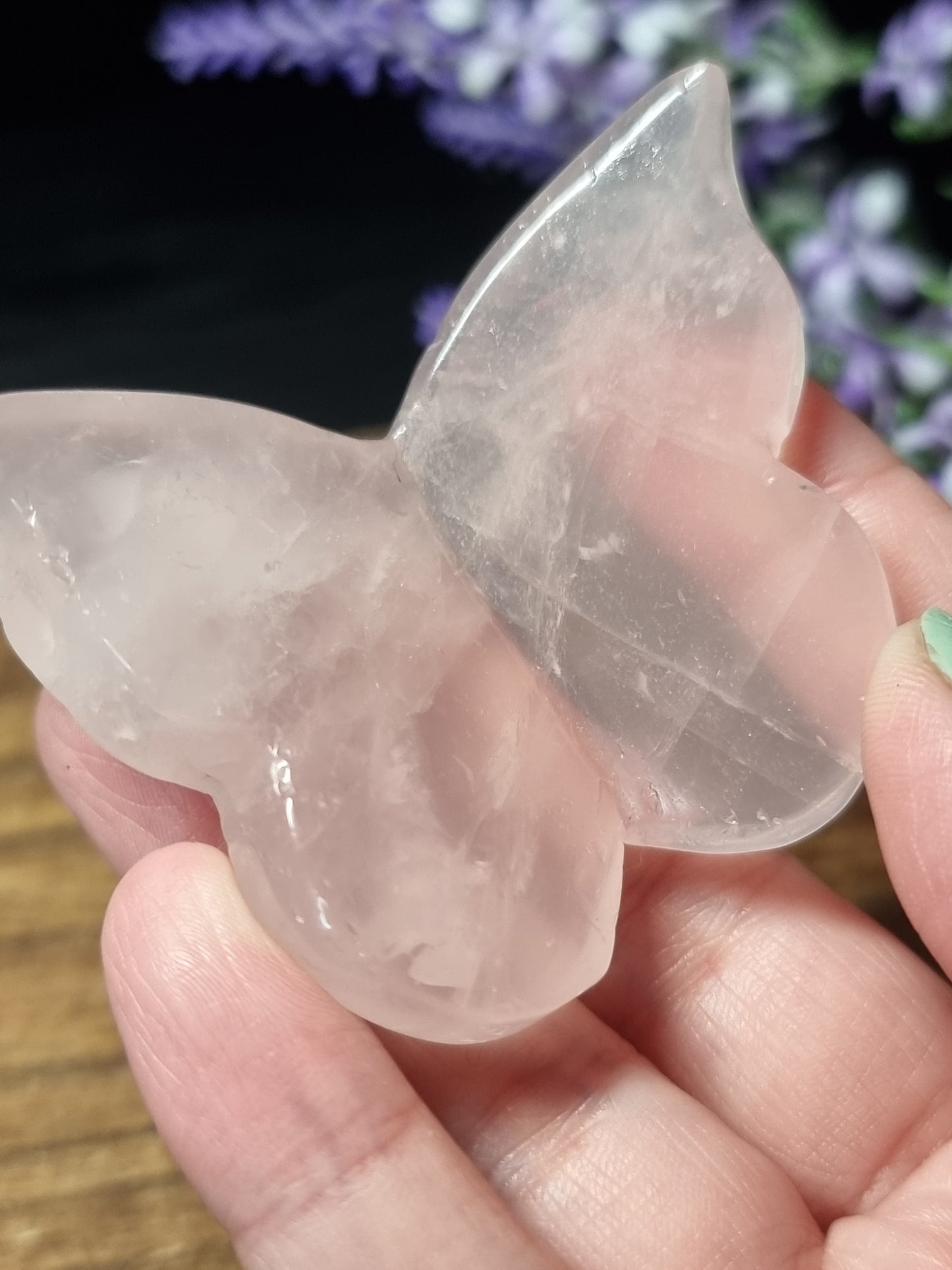 Rose quartz 3D butterfly
