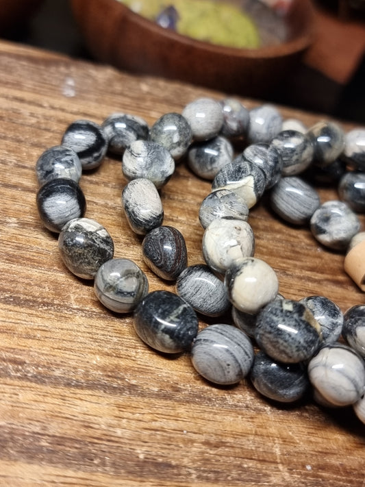 Silver leaf jasper bracelet