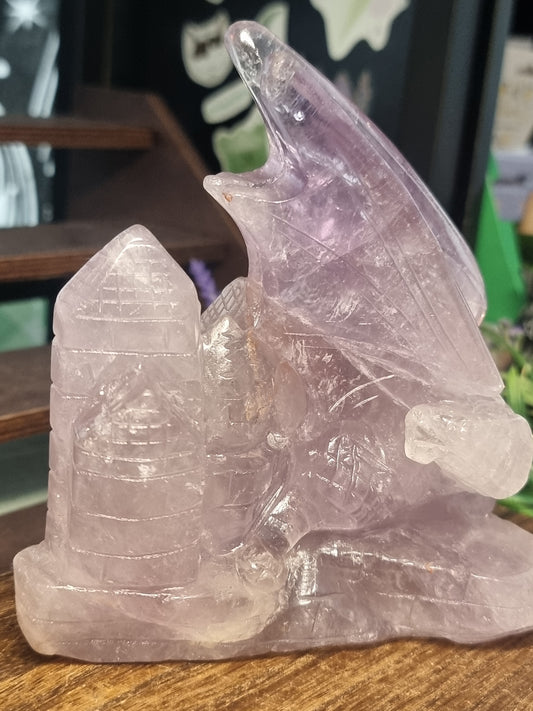 Phantom amethyst hand carved large dragon