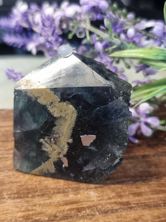 Fluorite with pyrite part raw tower