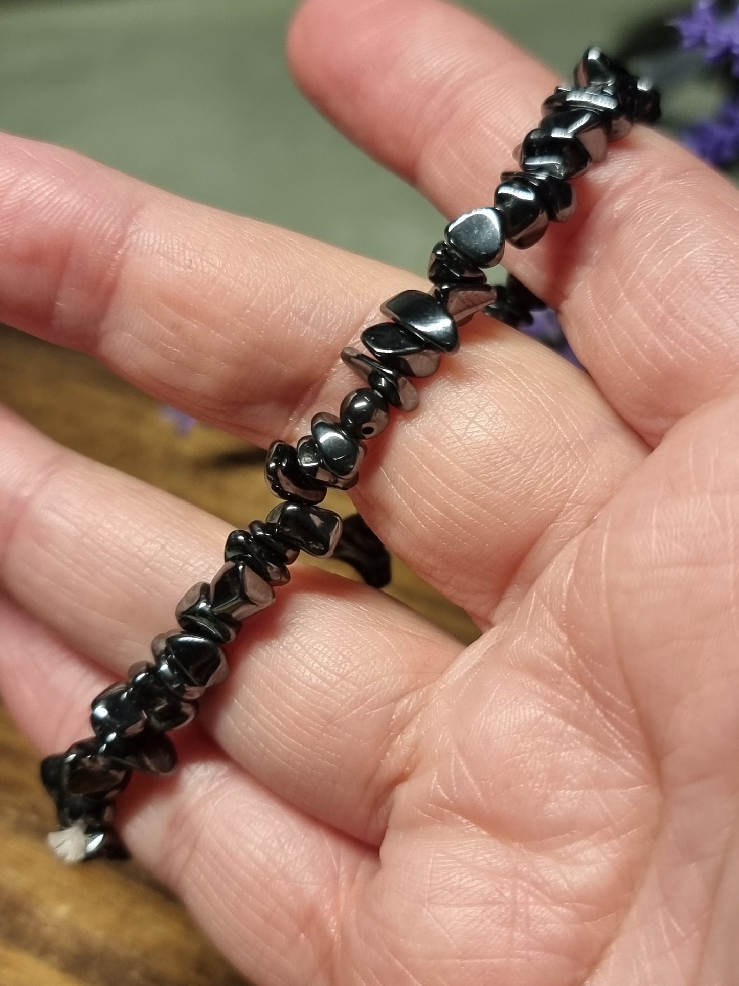 Hematite chip bracelet