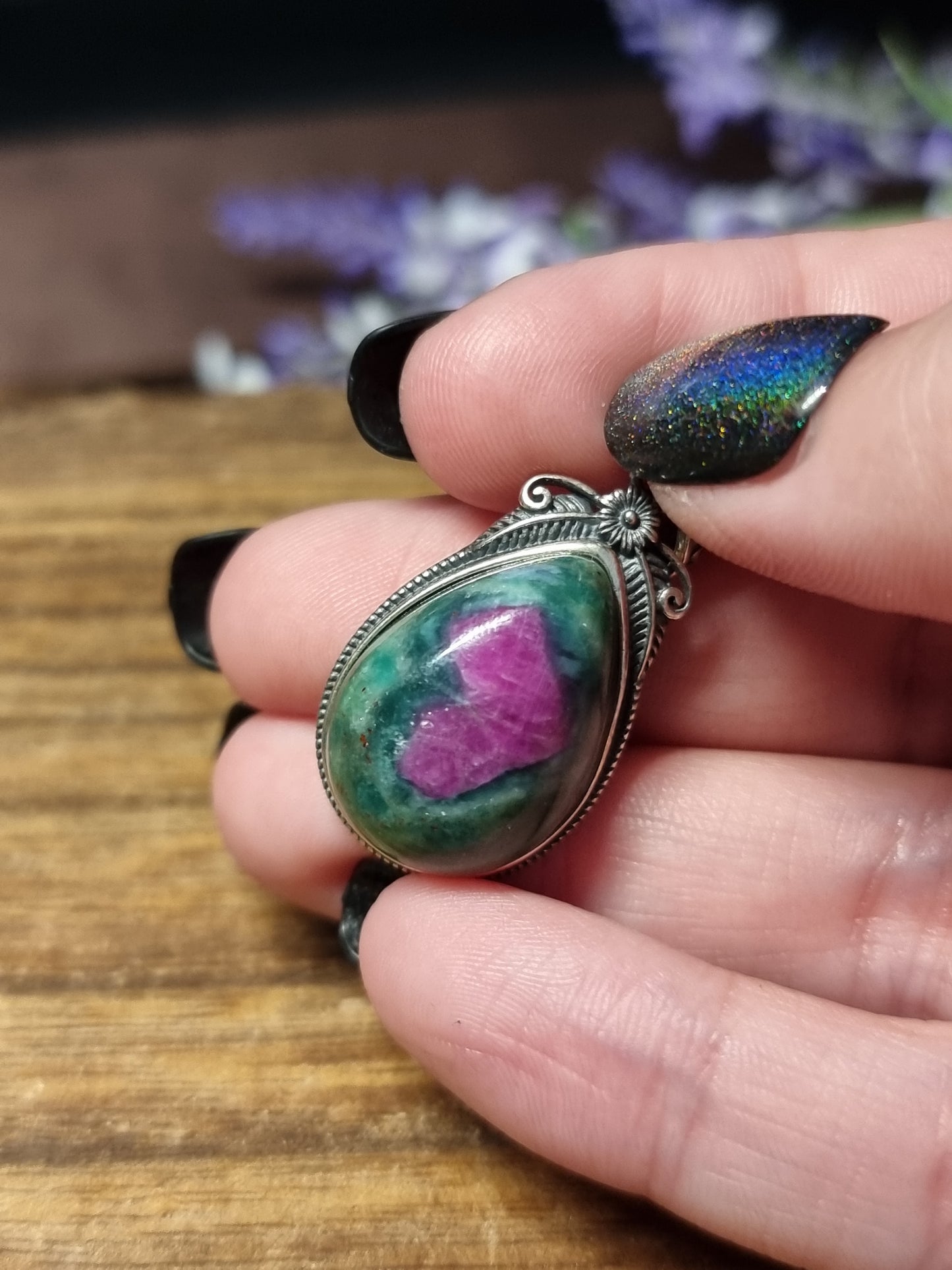 Ruby fuchsite s925 pendants