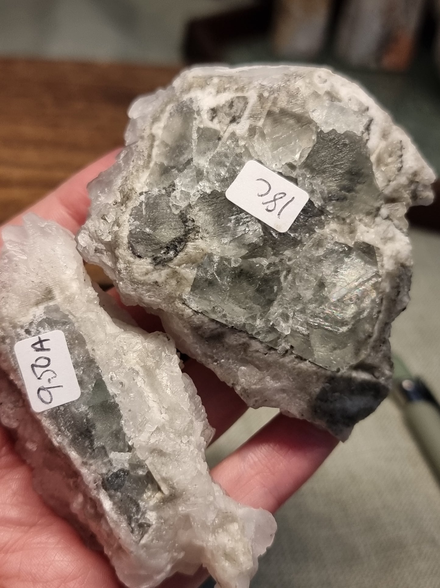 White rose calcite with microline pyrite & fluorite