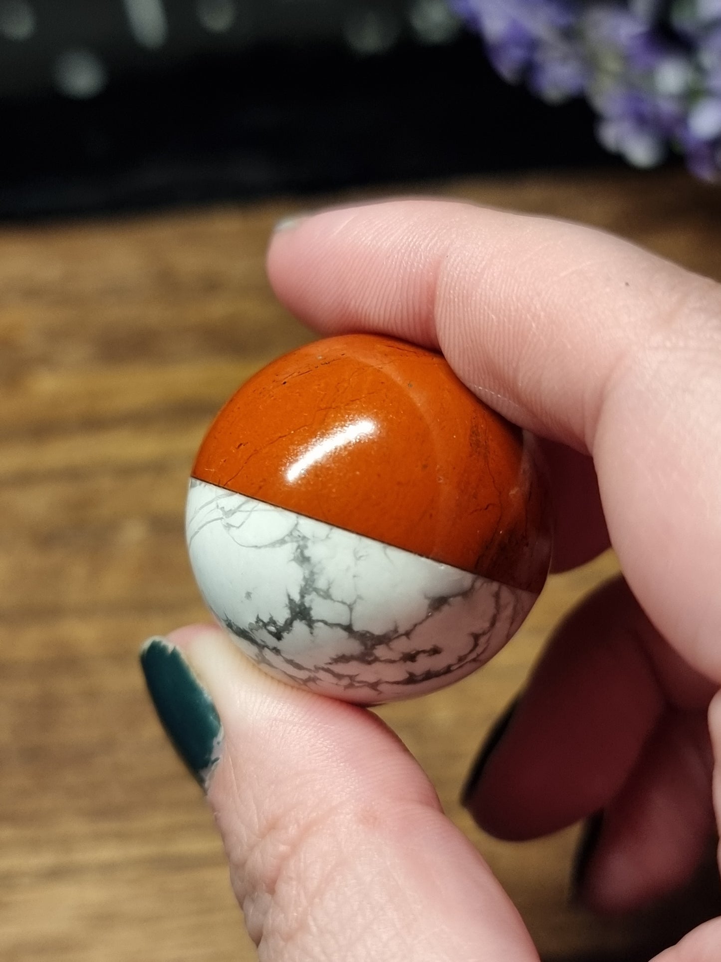 Red jasper & howlite pokeball
