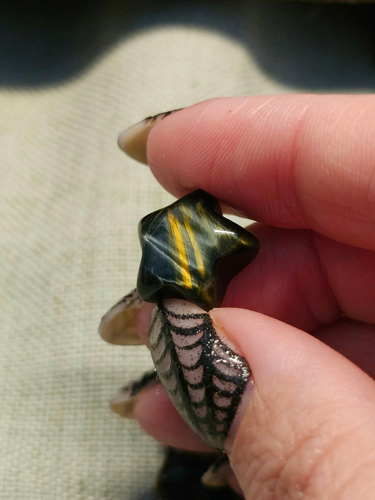 Mini Blue & gold tigers eye stars