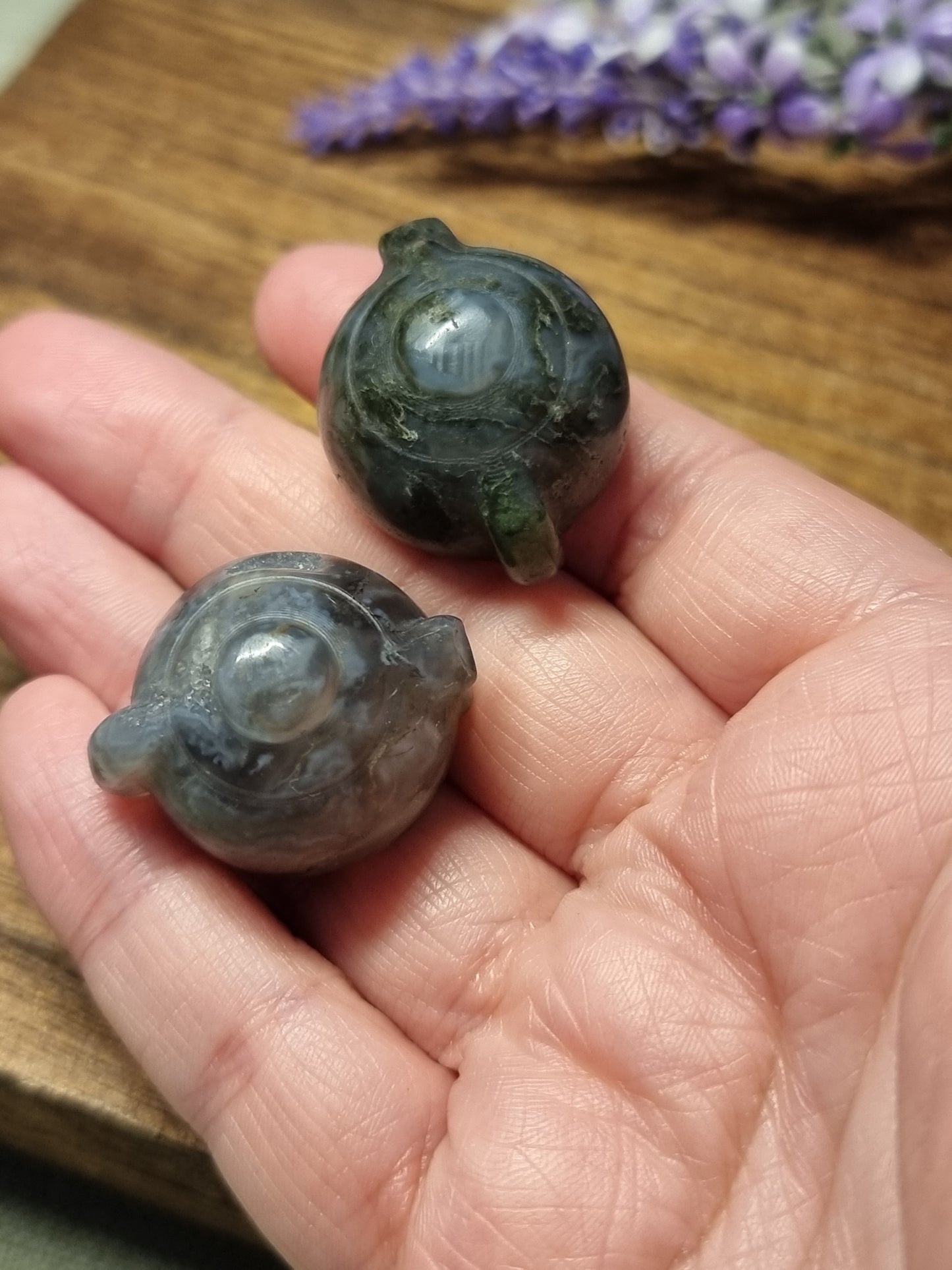 Moss agate teapots