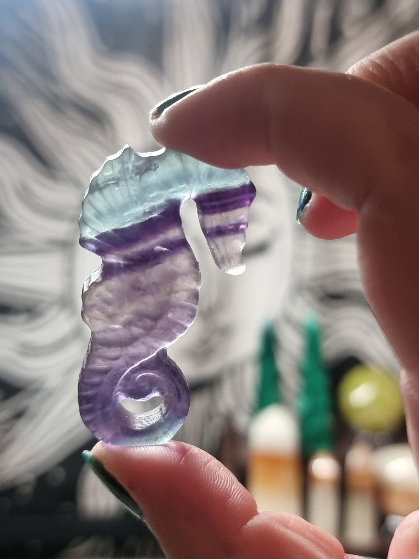 Fluorite seahorses