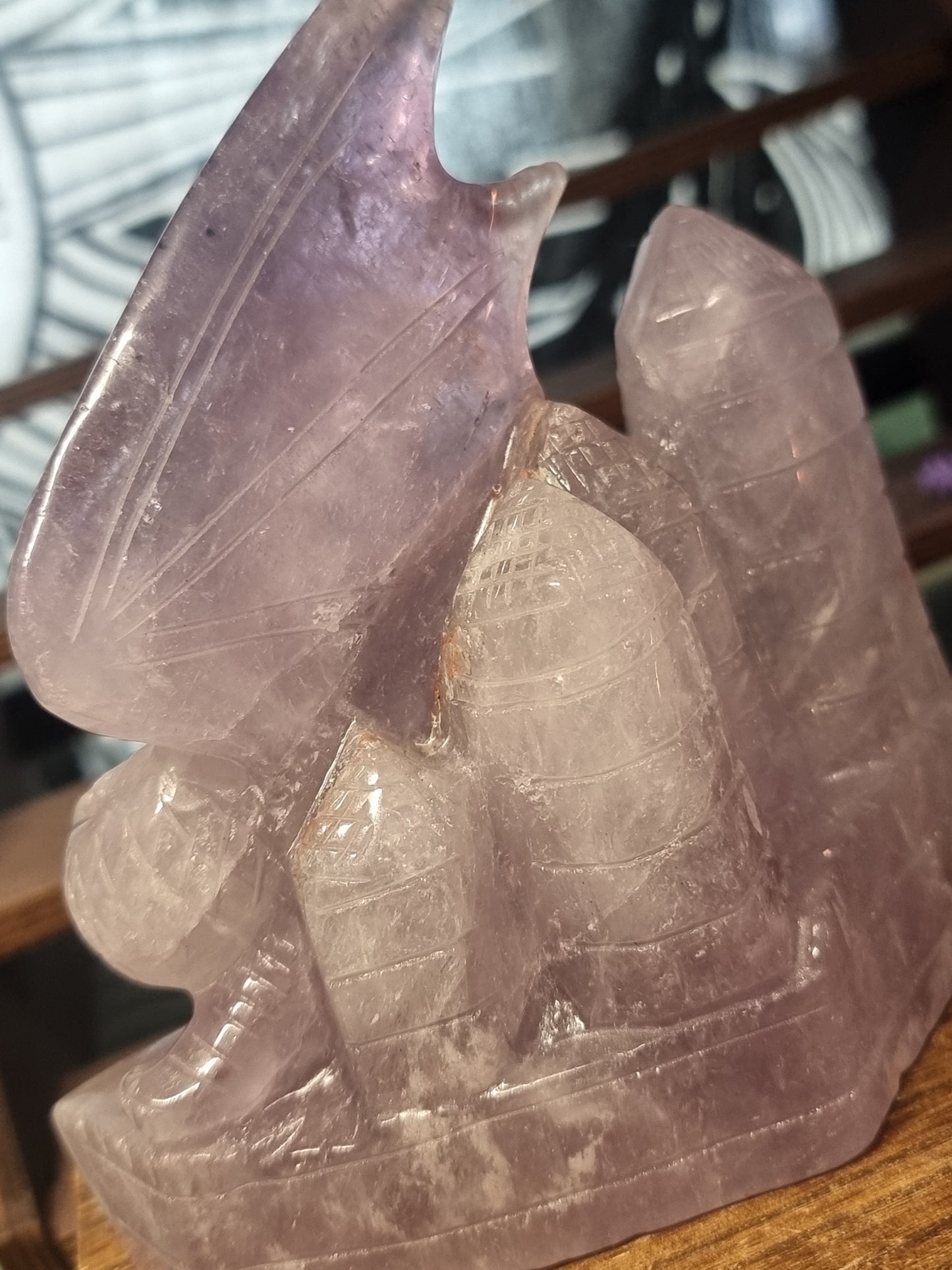 Phantom amethyst hand carved large dragon