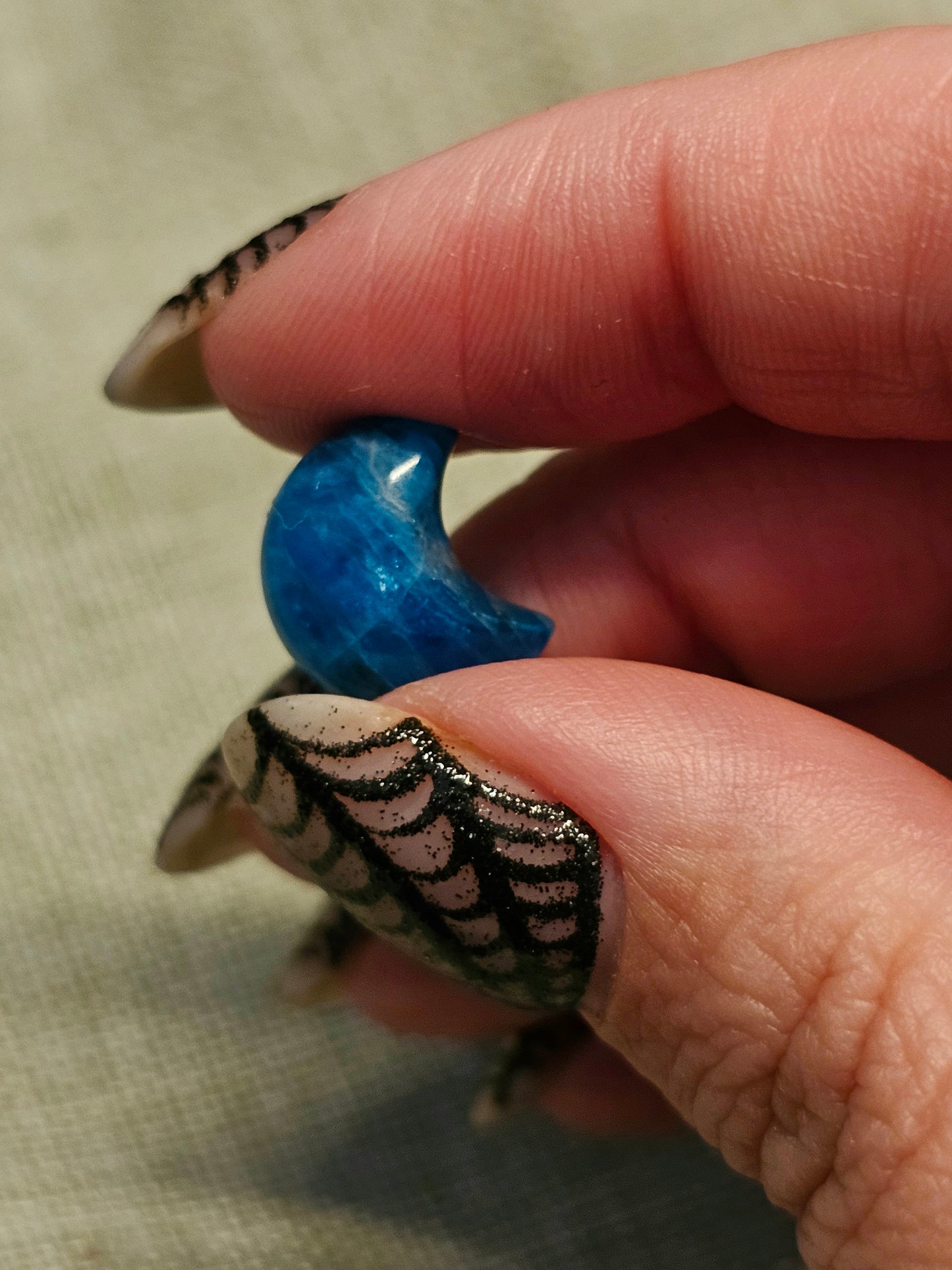 Mini blue apatite moons