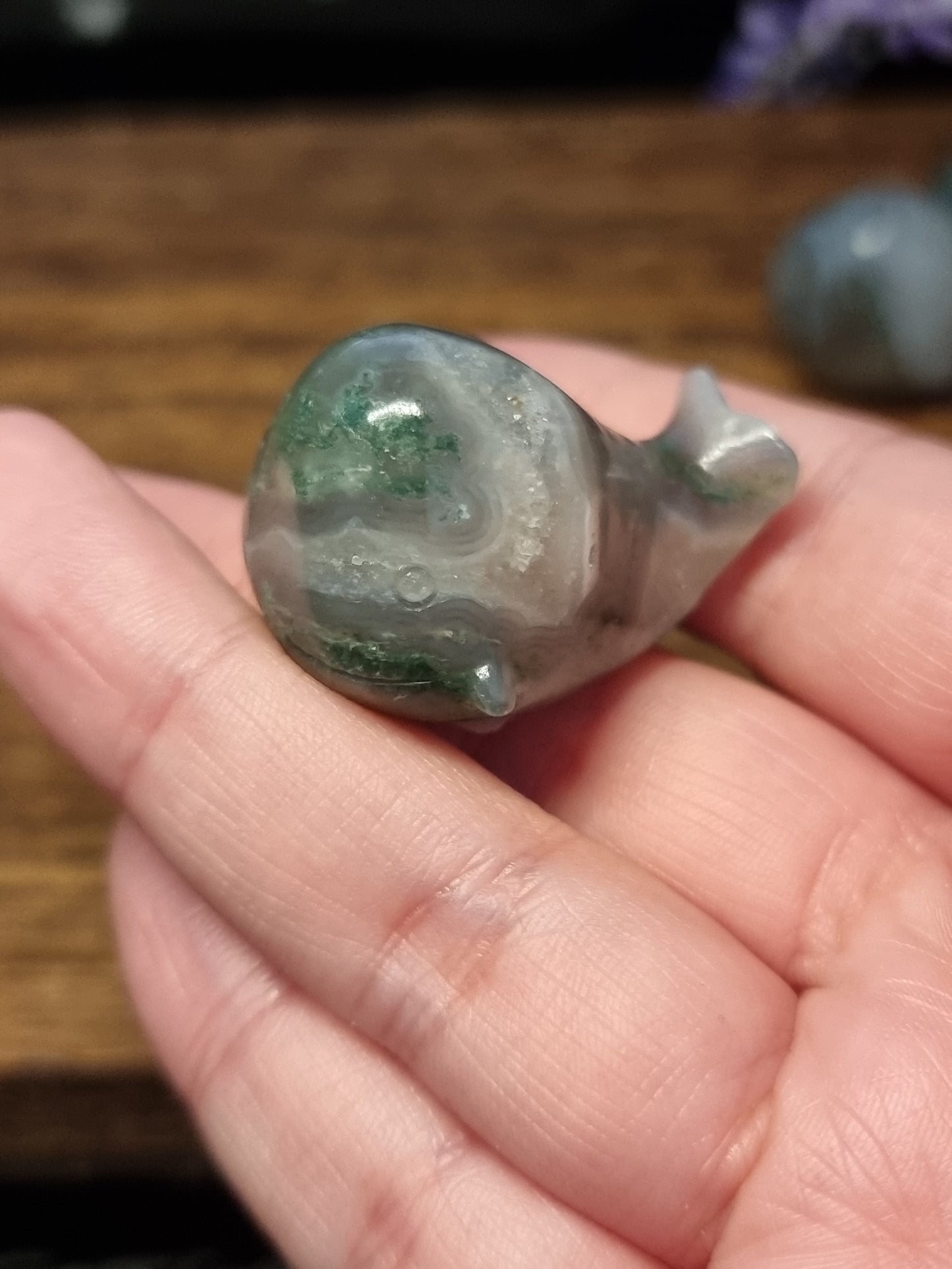 Moss agate whales