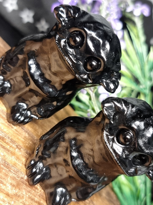 Obsidian ludo carvings