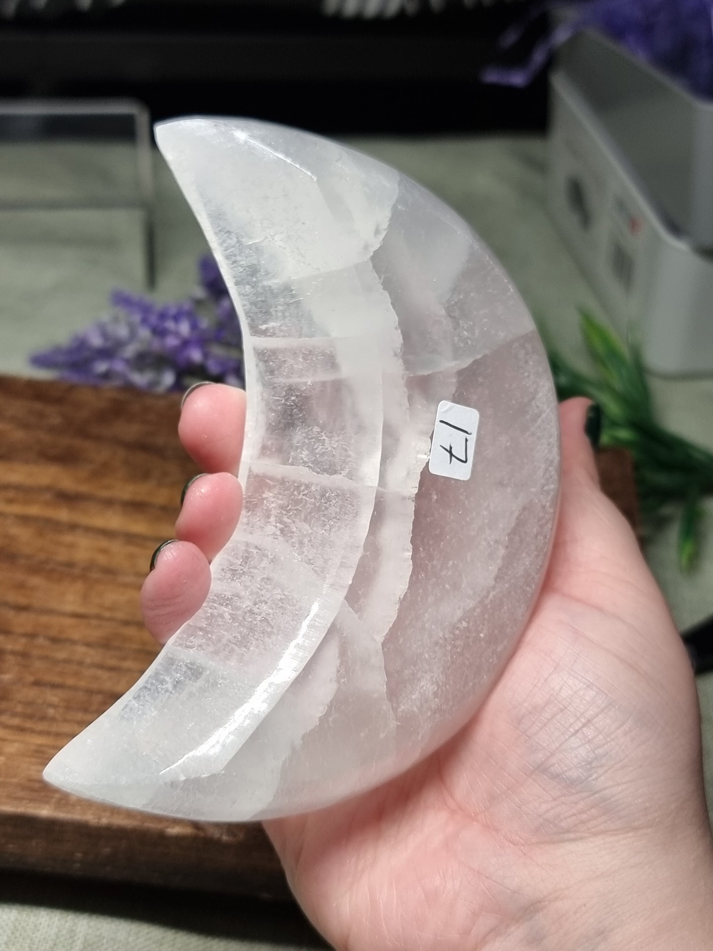 Satin spar moon bowl