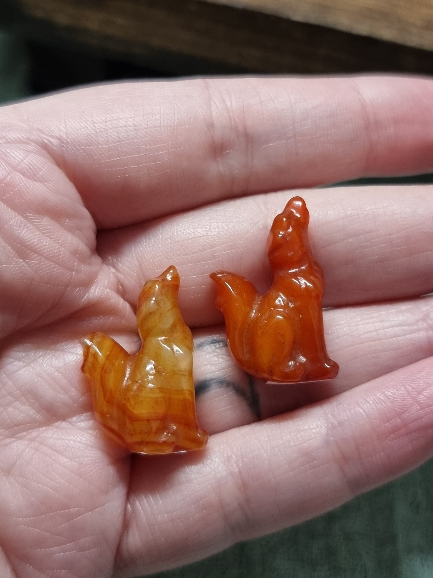 Mini carnelian carvings