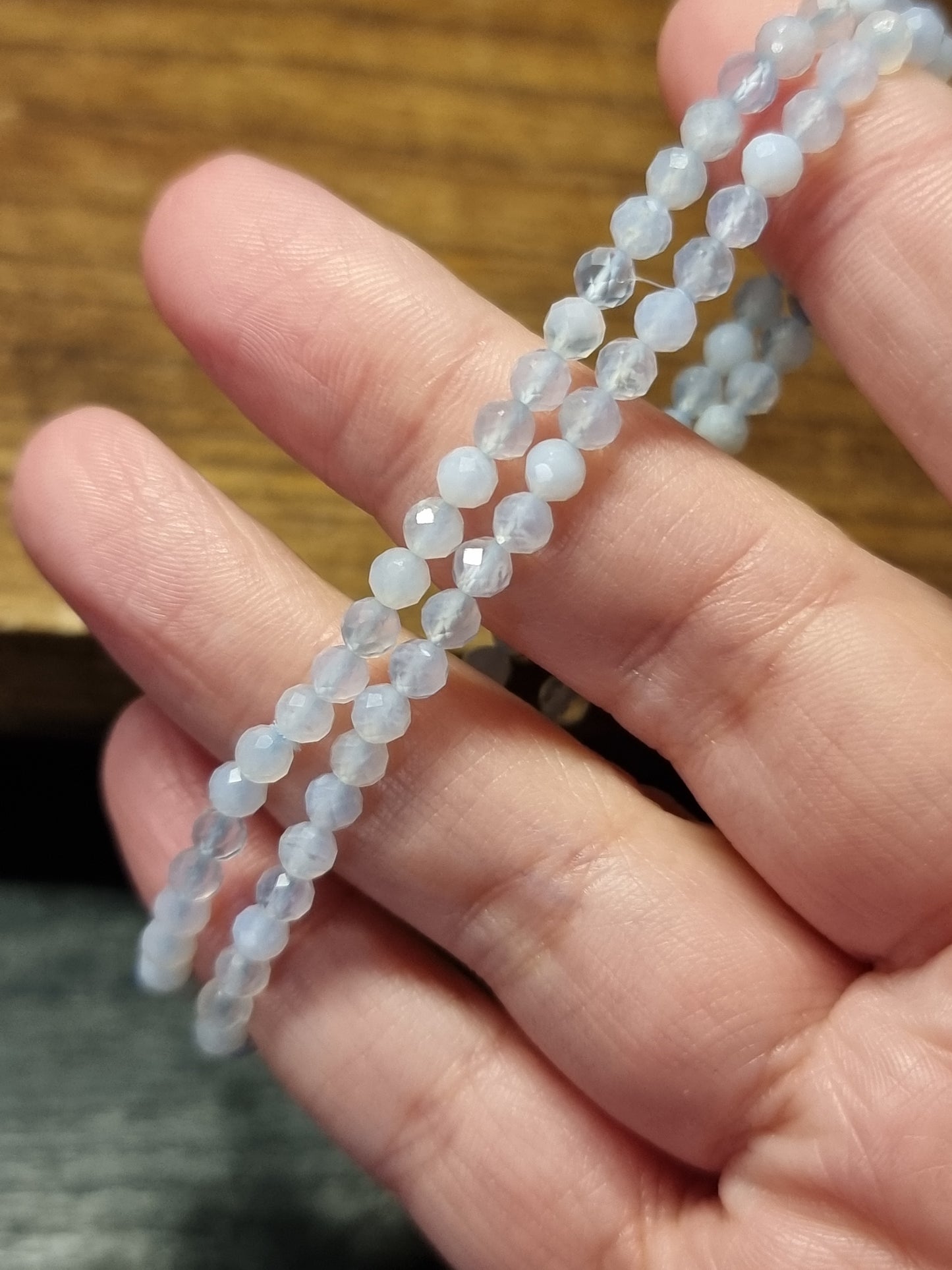 4mm faceted blue chalcedony bracelets