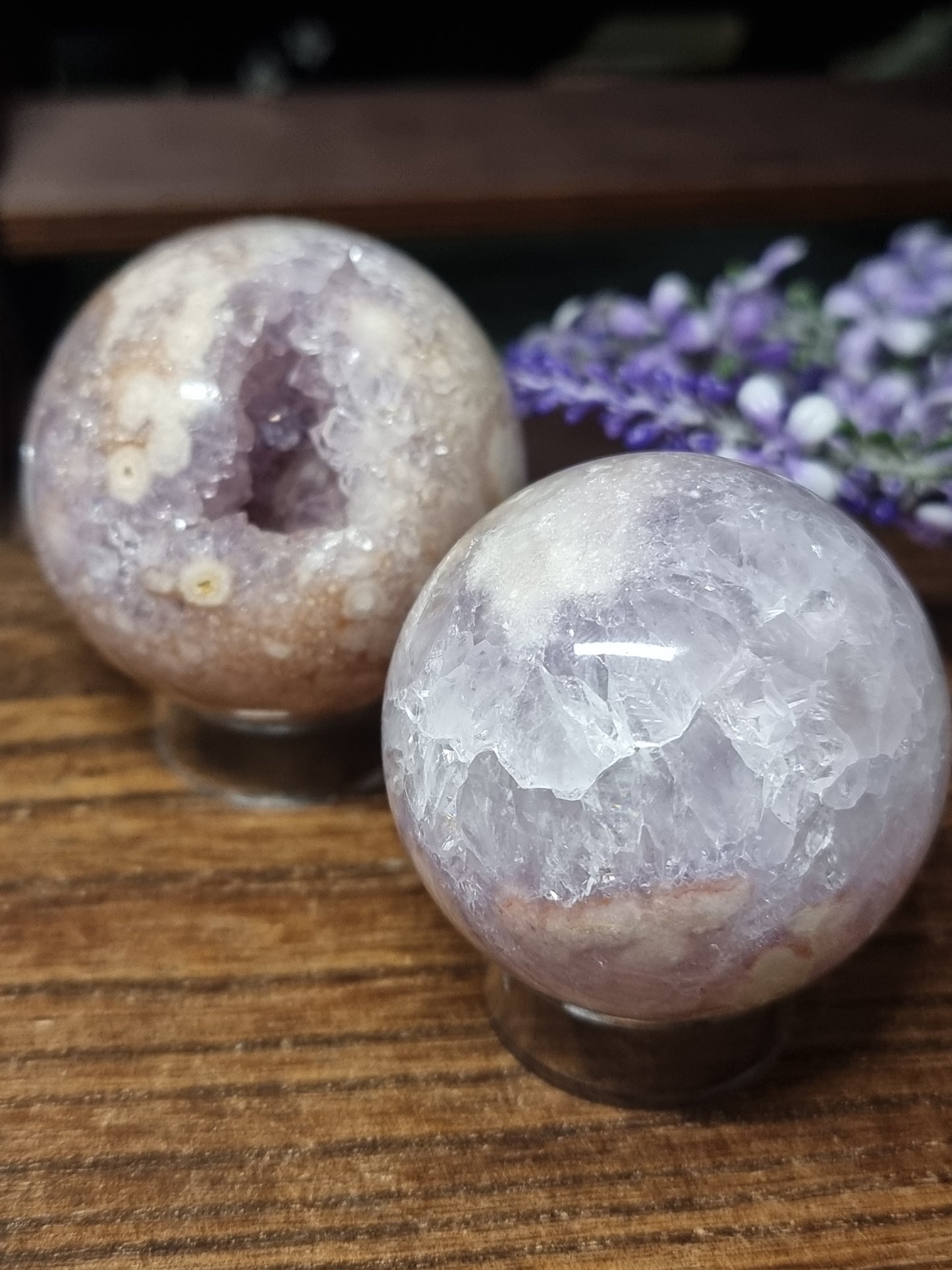 Pink amethyst spheres