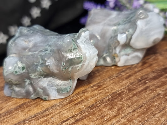 Moss agate frogs
