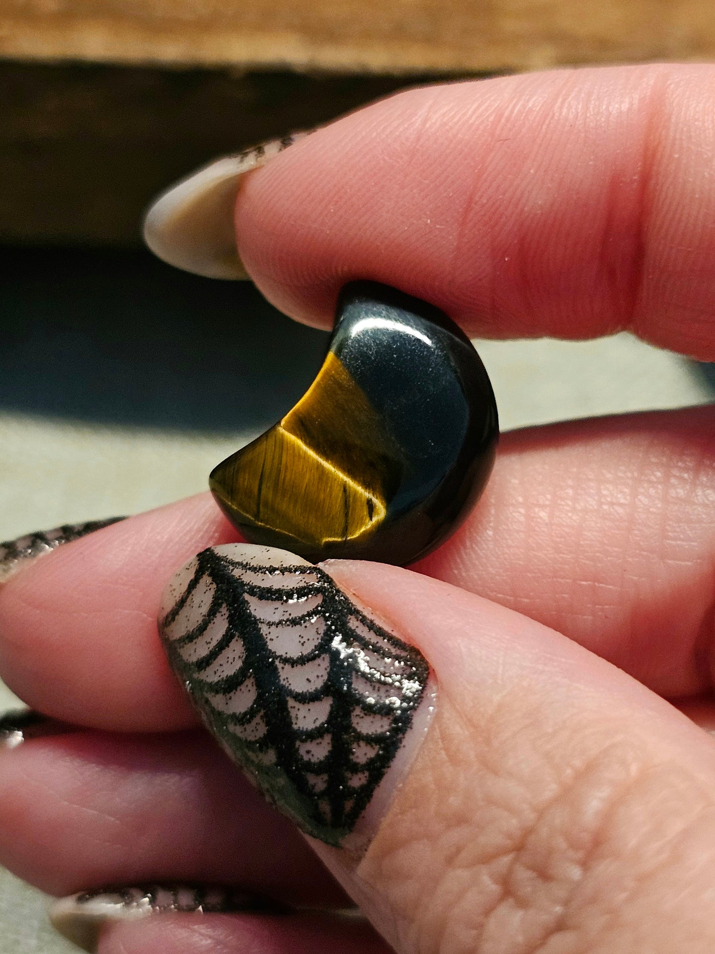Mini blue & gold tigers eye moons