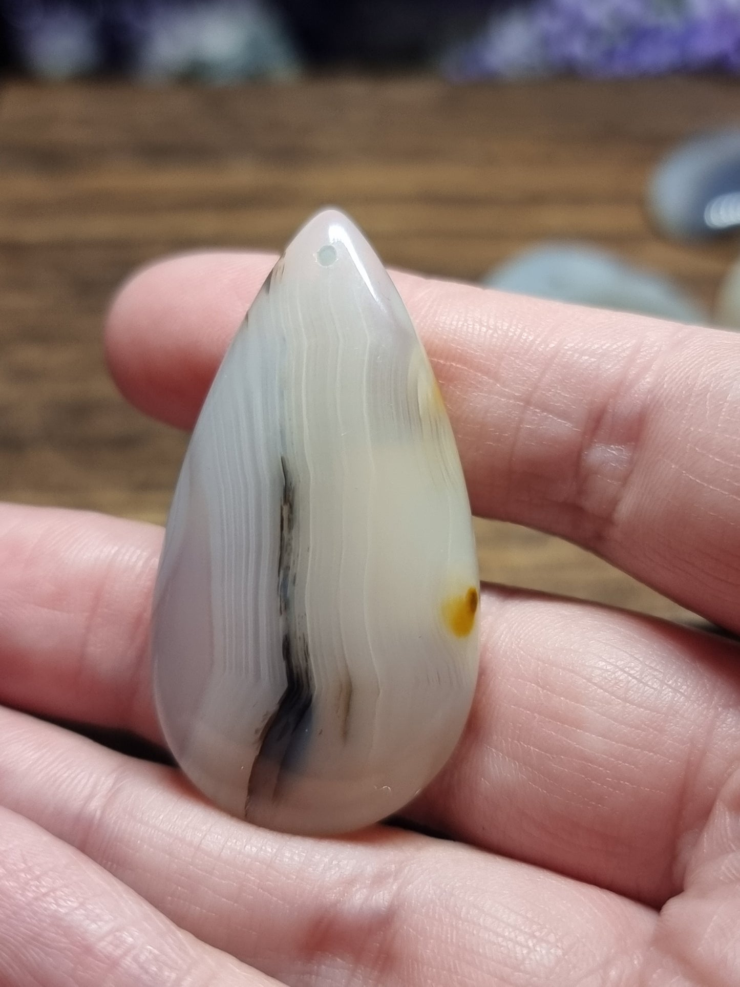 Dendritic agate teardrops