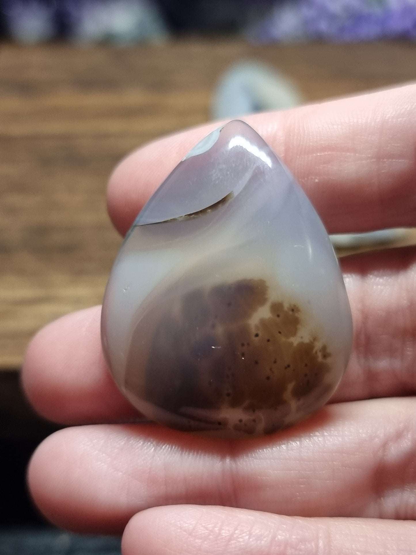Dendritic agate teardrops