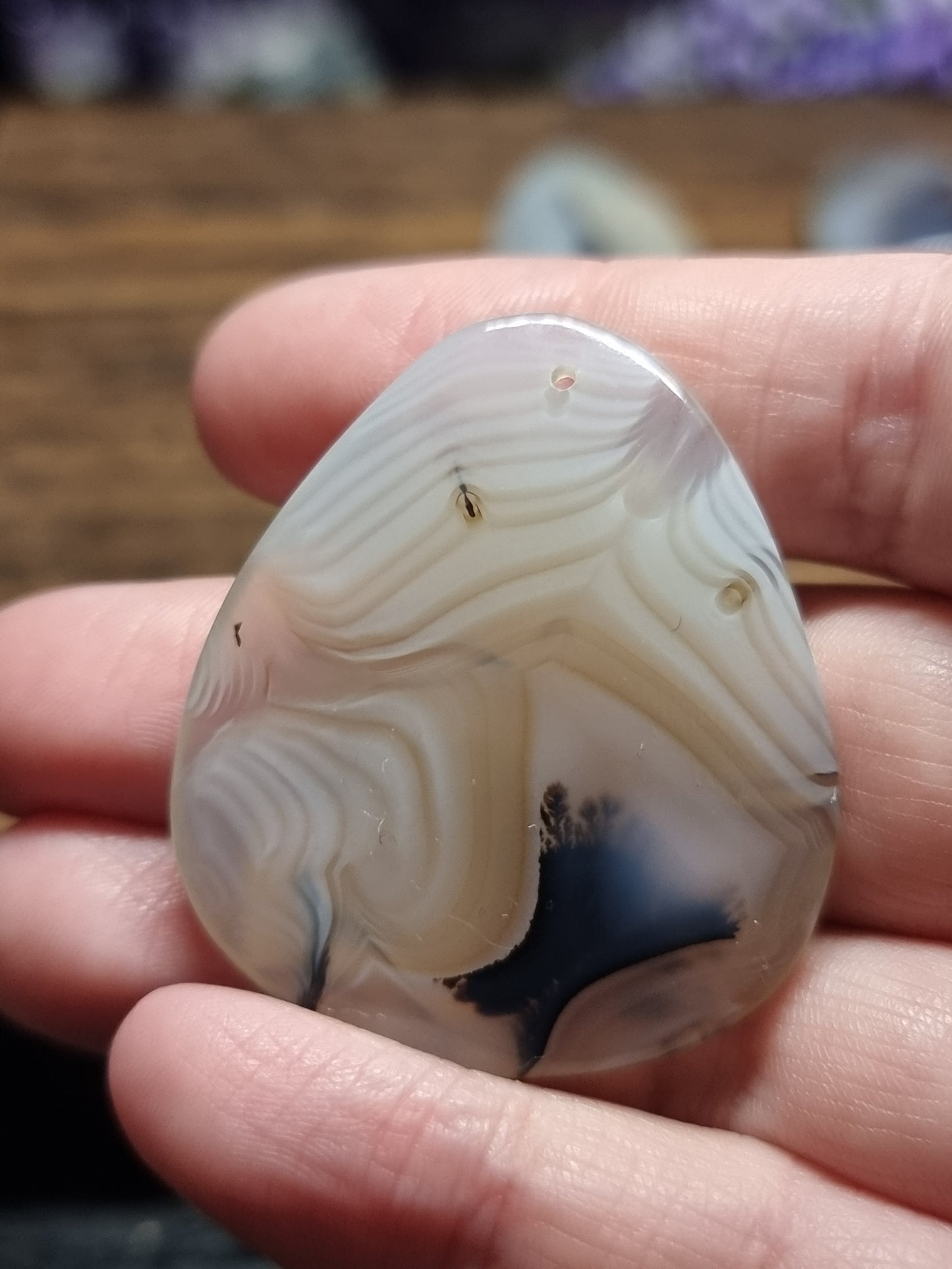 Dendritic agate teardrops