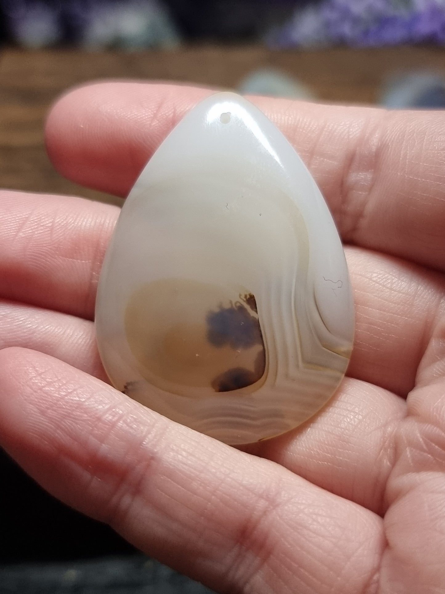 Dendritic agate teardrops