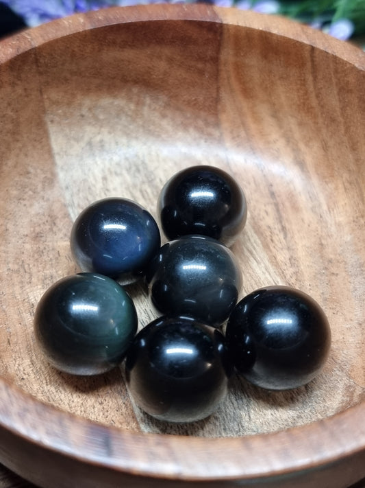 Rainbow obsidian mini spheres