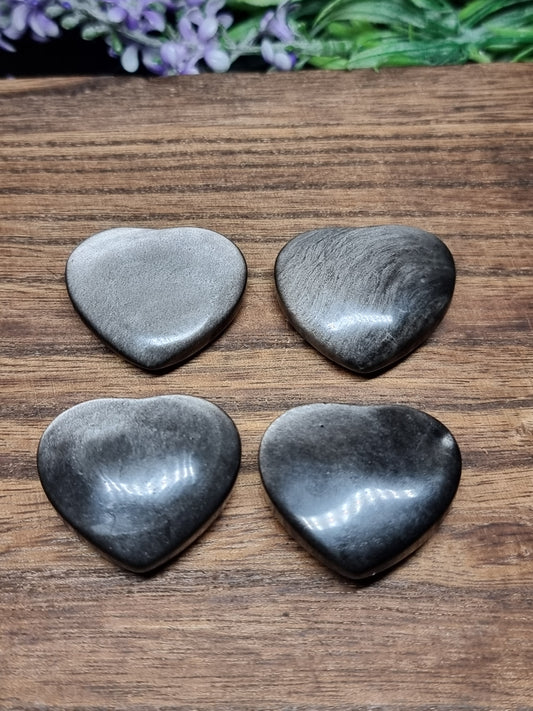 Silver obsidian hearts
