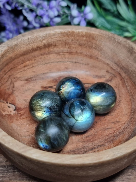 Mini labradorite spheres