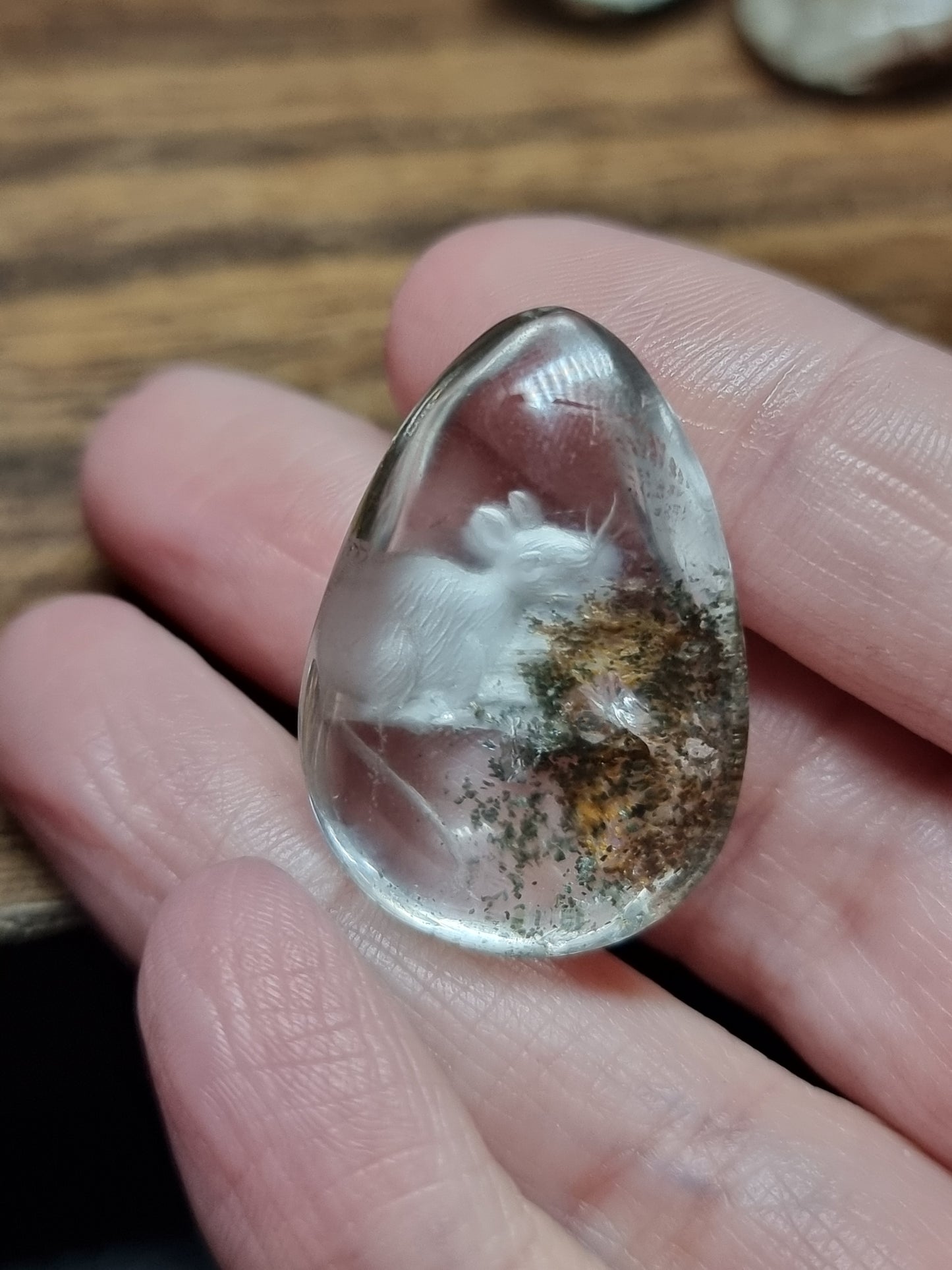 Hand engraved garden quartz teardrops